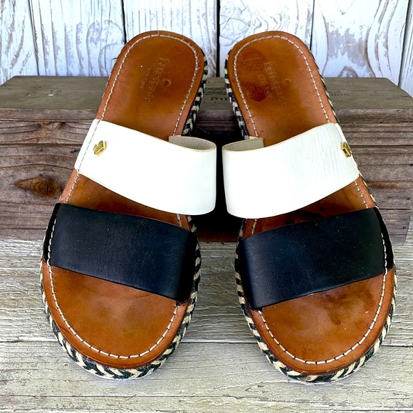 kate spade Shoes - Kate Spade black and white low heel espadrille slide sandals women's size  7